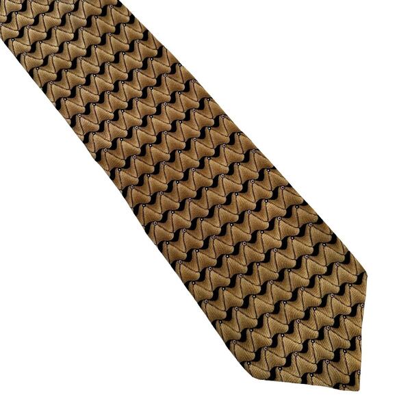 Vintage Bill Robinson Black and Gold Silk Necktie - Picture 1 of 3